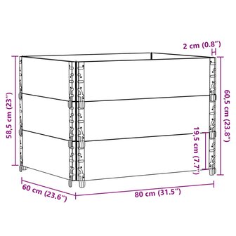 Palletopzetranden 3 st 80x60 cm massief grenenhout grijs 8