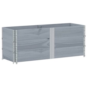 Palletopzetranden 3 st 150x50 cm massief grenenhout grijs 2