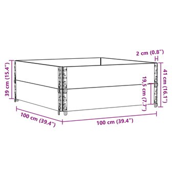 Palletopzetranden 2 st 100x100 cm massief grenenhout zwart 8