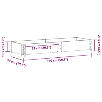 Palletopzetrand 150x50 cm massief grenenhout grijs 7