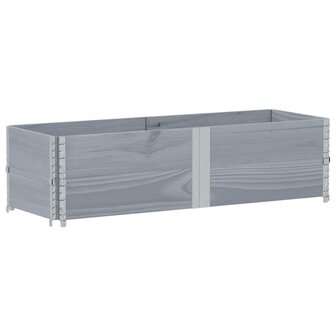 Palletopzetranden 2 st 150x50 cm massief grenenhout grijs 2