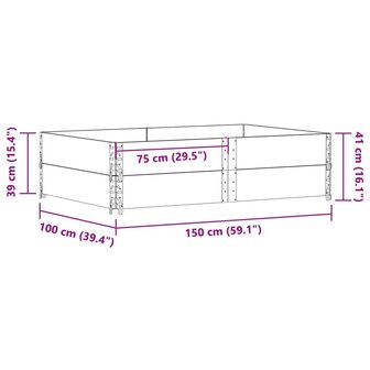 Palletopzetranden 2 st 150x100 cm massief grenenhout zwart 7