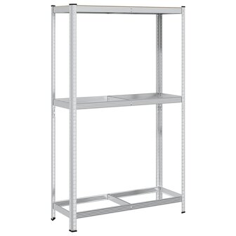 Bandenrek 2-laags 110x40x180 cm staal&amp;bewerkt hout zilverkleur 6