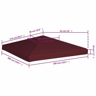 Prieeldak 310 g/m&sup2; 3x3 m bordeaux 6