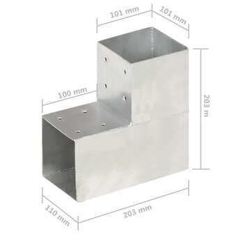 Paalverbindingen 4 st L-vorm 101x101 mm gegalvaniseerd metaal 7