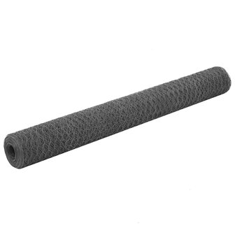 Kippengaas 25x1,2 m staal met PVC coating grijs 1