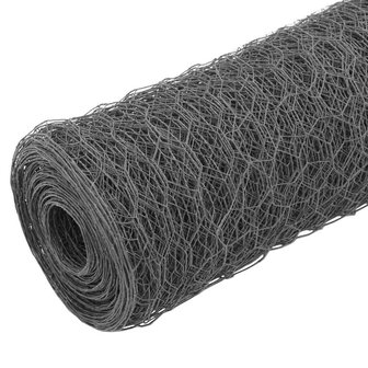Kippengaas 25x1,2 m staal met PVC coating grijs 2