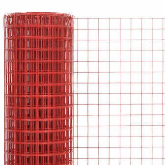 Kippengaas 10x1 m staal met PVC coating rood 3