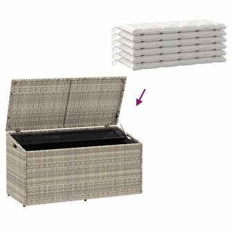 Tuinbox 110x50x58 cm poly rattan lichtgrijs 7