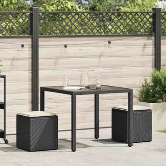 Tuinkrukken met kussens 2 st 40x40x43 cm poly rattan zwart 2