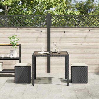 Tuinkrukken met kussens 2 st 40x40x43 cm poly rattan zwart 3