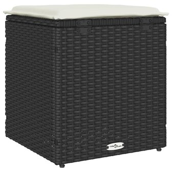Tuinkrukken met kussens 2 st 40x40x43 cm poly rattan zwart 8