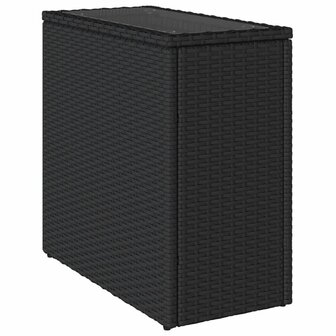 Tuinbijzettafel met glazen blad 58x27,5x55 cm poly rattan zwart 2