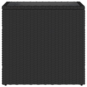 Tuinbijzettafel met glazen blad 58x27,5x55 cm poly rattan zwart 6