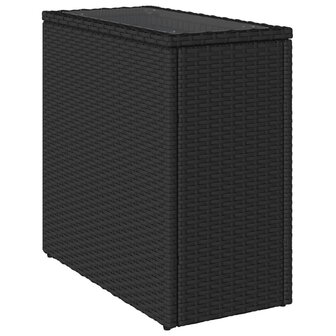 Tuinbijzettafel met glazen blad 58x27,5x55 cm poly rattan zwart 7