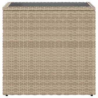 Tuinbijzettafel met glazen blad 58x27,5x55 cm poly rattan beige 5