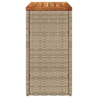 Tuinbijzettafel met houten blad 58x27,5x55 cm poly rattan beige 6