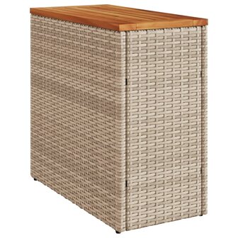Tuinbijzettafel met houten blad 58x27,5x55 cm poly rattan beige 7