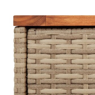 Tuinbijzettafel met houten blad 58x27,5x55 cm poly rattan beige 9