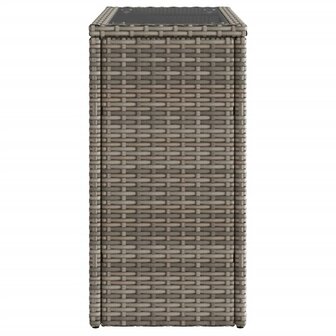 Tuinbijzettafel met glazen blad 58x27,5x55 cm poly rattan grijs 6