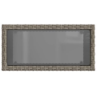 Tuinbijzettafel met glazen blad 58x27,5x55 cm poly rattan grijs 8
