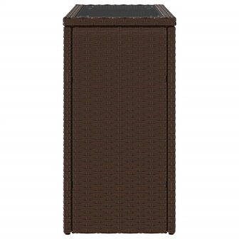 Tuinbijzettafel met glazen blad 58x27,5x55 cm poly rattan bruin 6