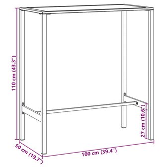 Bartafel 100x50x110 cm gepoedercoat staal zwart 8