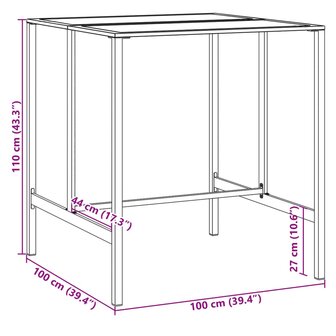Bartafel 100x100x110 cm gepoedercoat staal zwart 8