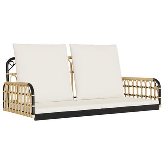 Schommelbank met kussens 105x58x38 cm poly rattan en staal 2