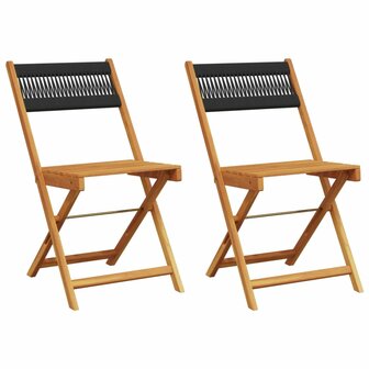 Bistrostoelen 2 st massief acaciahout en touw zwart 2