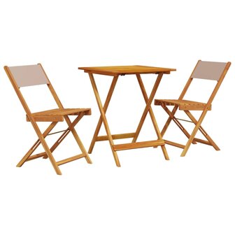3-delige Bistroset stof en massief hout taupe 2