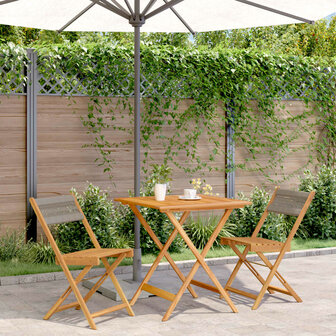 3-delige Bistroset polypropeen en massief hout grijs 1