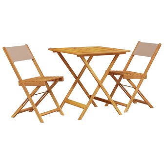 3-delige Bistroset stof en massief hout taupe 2