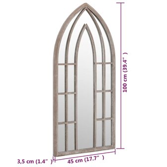 Tuinspiegel 100x45 cm ijzer zandkleurig 6