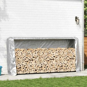 Haardhoutrek met regenhoes 300x25x150 cm gegalvaniseerd staal 3