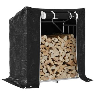 Haardhoutrek met regenhoes 101x61x110,5 cm gegalvaniseerd staal 1