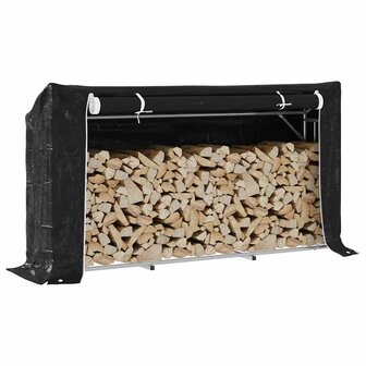 Haardhoutrek met regenhoes 200,5x41x110,5 cm staal 1