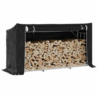 Haardhoutrek met regenhoes 200,5x60,5x110,5 cm staal 1