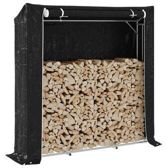 Haardhoutrek met regenhoes 200x40x200 cm gegalvaniseerd staal 1