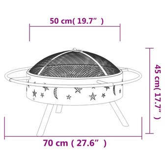 Vuurplaats met pook XXL 70 cm staal 7