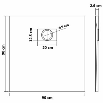 Douchebak 90x90 cm SMC bruin 8