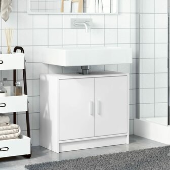 Wastafelkast 63x29x55 cm bewerkt hout wit 3