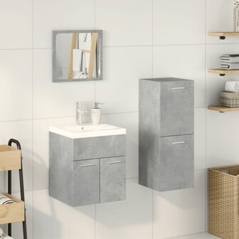 3-delige Badkamermeubelset bewerkt hout betongrijs 3