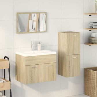3-delige Badkamermeubelset bewerkt hout sonoma eikenkleurig 3