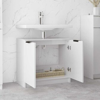 Badkamerkast 64,5x33,5x59 cm bewerkt hout hoogglans wit 4
