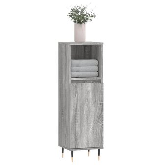Badkamerkast 30x30x100 cm bewerkt hout grijs sonoma eikenkleur 3