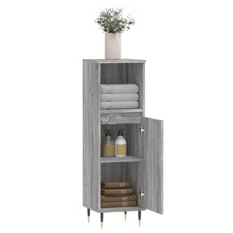 Badkamerkast 30x30x100 cm bewerkt hout grijs sonoma eikenkleur 4