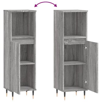 Badkamerkast 30x30x100 cm bewerkt hout grijs sonoma eikenkleur 9