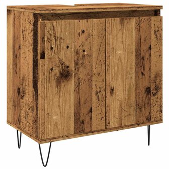 Badkamerkast 58x33x60 cm bewerkt hout oud houtkleurig 2