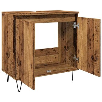 Badkamerkast 58x33x60 cm bewerkt hout oud houtkleurig 8